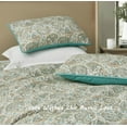 thumbnail image 6 of Chezmoi Collection Presley 3-Piece Printed Paisley Floral Cotton Quilt Set Oversized King Size, Elegant Teal Ivory Brown Paisley Floral, Stone Washed Cotton Breathable Lightweight Bedspread Set, 6 of 9