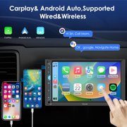 Carpuride 7 Double Din Car Stereo CarPlay Android Auto Bluetooth w/Camera