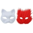 thumbnail image 2 of Tnobhg Cat Masque DIY Set White Paper Cat Masque with Eye Mesh Faux Fur Unfinished Cat Masque for Kids Adults DIY Painting, 2 of 8