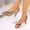 Gold, variant on Women's Comfortable High Heel Sandals Metallic Crisscross Straps Glitter Toe Bed Flared Latin Heel Plus Size Gold 43