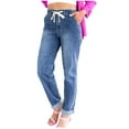 thumbnail image 2 of Women's High-Stretch Pull-On Drawstring Jogger Jeans with Elastic Waist and Deep Pockets, 2 of 9