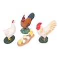 thumbnail image 3 of Juego de 4 figuras de pollos de granja simulados, gallos, gallinas y pollitos, decoración de animales de granja para fiesta de Pascua., 3 of 14