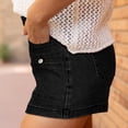 thumbnail image 4 of Yifymode Women's High Waisted Denim Shorts, Button Fly Casual Jean Shorts with Pockets, Summer Slim Fit Stretch Shorts for Daily Wear,Black M, 4 of 5