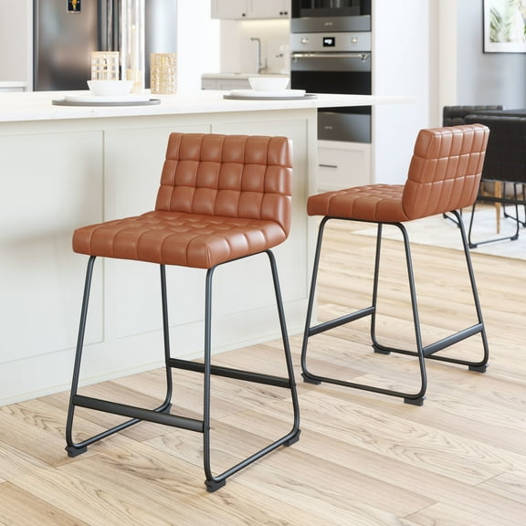 Pago Counter Stool Brown Counter Stool, Modern Style, Plush and durable faux leather fabric, Plywood, Indoor Bar