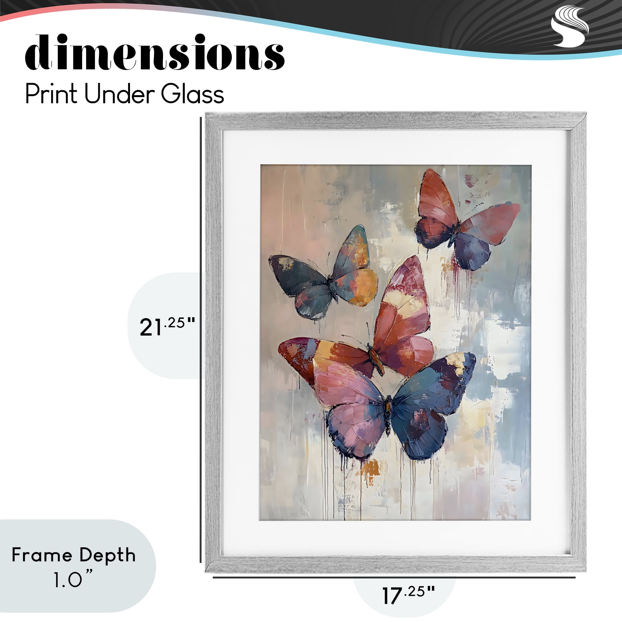 Stupell Industries Butterfly Beauty in Flight Gray Framed Print Under Glass, design by Creative Studio