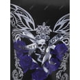 thumbnail image 4 of Tamaño de la mariposa de la mariposa la impresión del cráneo del hombro frío camiseta cinchada Rosegal  Mangas largas de talla grande, 4 of 5