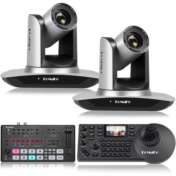 FoMaKo 20x Optical Zoom AI Auto Tracking 1080P Video Camera Bundle(FMK12UH X2 M2 KC608 Pro)