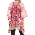 thumbnail image 2 of Sakkas Aymee Women's Caftan Poncho Cover up V neck Top Lace up With Rhinestone - ORM320-Multi - One Size, 2 of 5