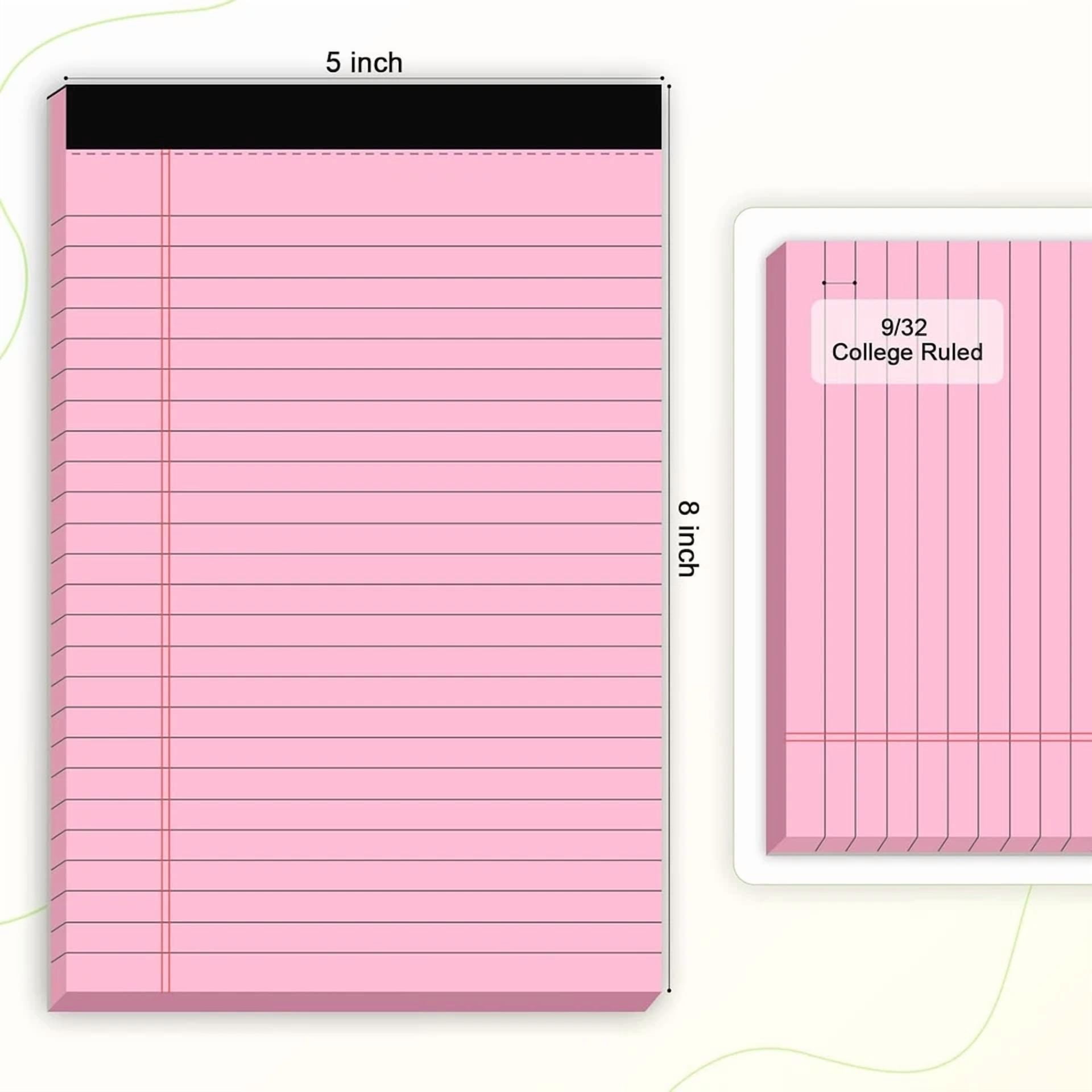 BUTTERFLY- 6Pcs Small Note Pad 5X8 College Ruled Pink Legal Pads Paper Notepads 6