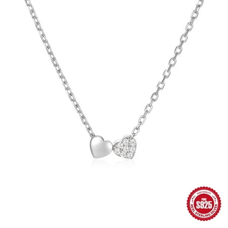HESHPAWS Sterling Silver Heart-Shaped Necklace, Mom Jewelry Gift with Box