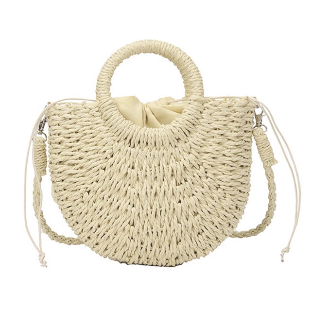 Lojalitet Bolso bandolera de paja para mujer Bolso de hombro tejido de playa de verano Bolso de mujer tejido de vid