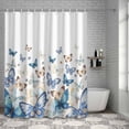 thumbnail image 4 of Bathroom Shower Curtain Abstract Country Butterfly Waterproof Shower Curtains with Hooks, Blue Yellow Farmhouse Animal Bath Curtains Bathtub Curtain Home Decor 72x84in, 4 of 9