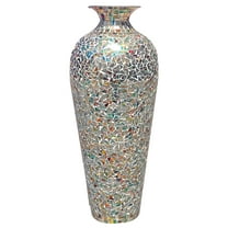 20" Bohemian Rhapsody Mosaic Vase, Artisanal Metallic Accent Sparkling Flake Overlay by Decorshore