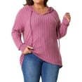 thumbnail image 1 of Sudaderas con capucha ligeras para mujer de tallas grandes GRACE & GRANDEUR, pulóver de manga larga, moda, 1X, rosa, 1 of 1