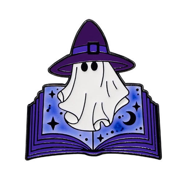 Wartleves Broche de aleación con forma de calabaza, gato y fantasma de dibujos animados divertidos, insignia creativa para solapa de Halloween
