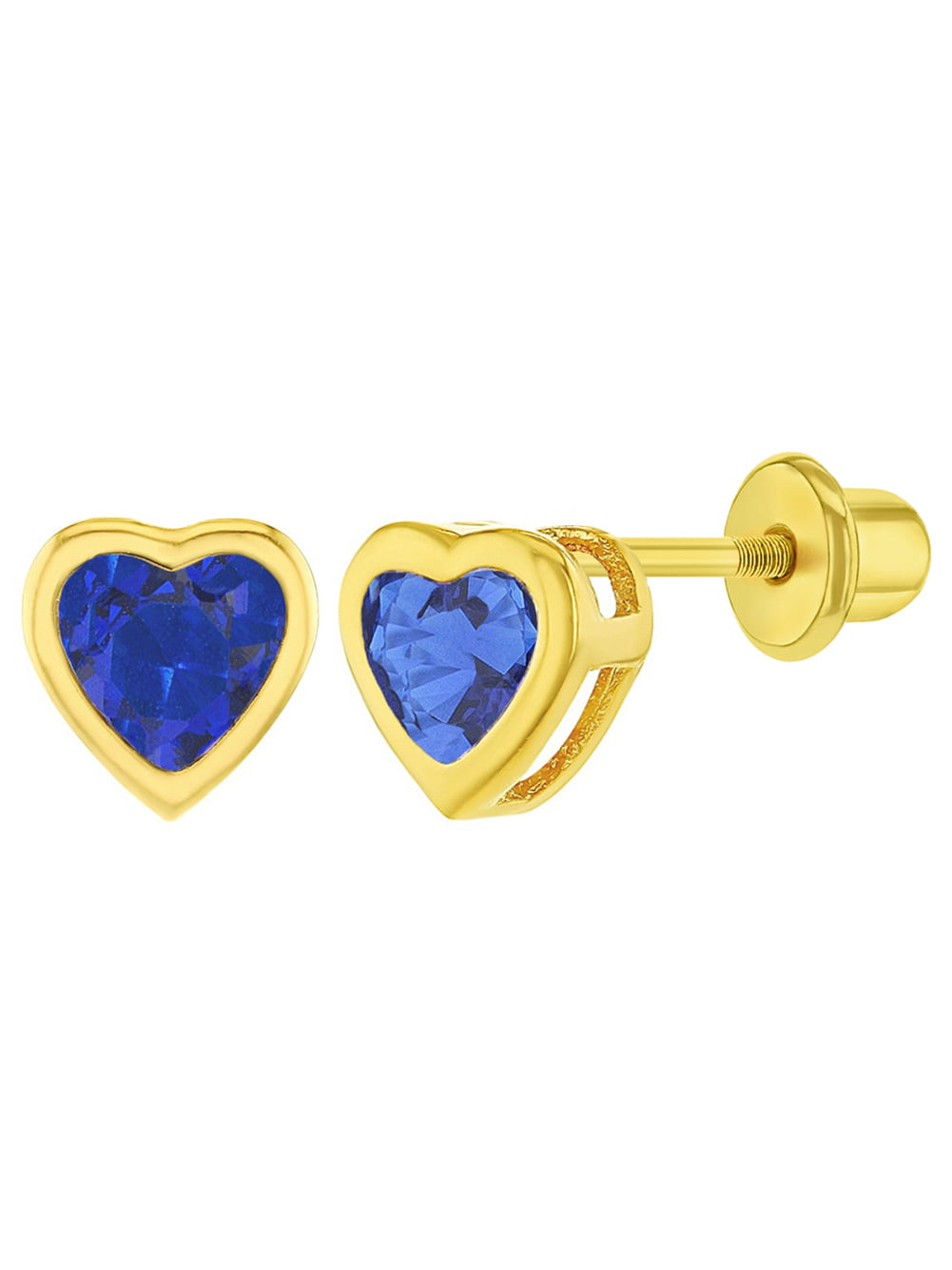 and Little Girls Gold Plated Little Plain Heart Safety Screw Back Earrings for Infants Gorgeous Small Plain Heart Screw Back Studs for Kids Toddlers Jewelry for Casual or Formal Occasion 