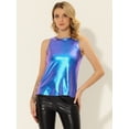 thumbnail image 4 of Disfraz de Halloween Camiseta Sin Mangas Con Chaleco Brillante Metálico Para Fiesta Y Club Mujer Marrón1 L, 4 of 4