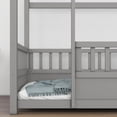 thumbnail image 3 of Twin Size Floor Bed with Wooden House Roof & Safety Guardrails for Kids - Sturdy Pine Construction, Grey (Multiple Color Options), 3 of 9