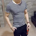 thumbnail image 4 of Tops Casuales A Rayas Elegantes De Manga Corta Para Hombre, 4 of 4