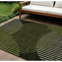 8' X 10' Olive Green And Black Geometric Washable Indoor Outdoor Area Rug