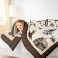 thumbnail image 3 of Castle Fairy Vintage Plaid Patchwork Cabin Wildlife King Bedding 7pcs,Bear Deer Paw Pine Fire Pit King Bed in a Bag,Brown Beige Cream,Grey Reversible, 3 of 7
