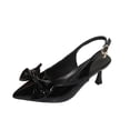 thumbnail image 2 of Miluxas Bow Slingback Kitten Heels for Women - Patent Leather Pointed Toe Pumps, Perfect for office, Bridal Events, Date Night and Special Occasions Black 9(42), 2 of 9