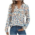 thumbnail image 2 of Long Sleeve Shirts for Women Casual V Neck Fall Tops Dressy Spring Work Blouses Clothes Multicolor XL, 2 of 7