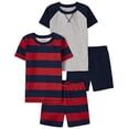 thumbnail image 1 of Ensemble de Pyjama 2 Pcs pour Garçons Manches et Shorts Ajusté 100 % Coton, Uni/rayé Tidal, 10, 1 of 2