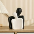 thumbnail image 7 of Modern Ceramic Couple Hugging Sculpture – Black & White Romantic Figurine for Home, Office, Living Room Decor, 7 of 7