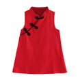 thumbnail image 3 of Fashion Girls Dress Cheongsam Tang Suit Spring Summer Cotton Children Sleeveless Princess Dress Robes, 3 of 8
