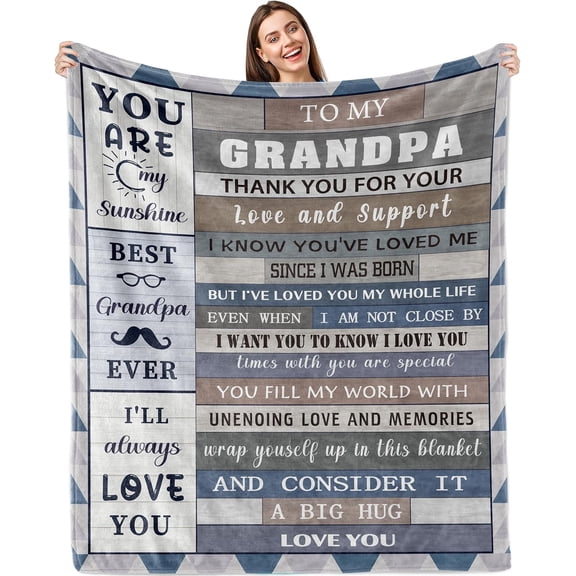 Grandpa Gifts Blanket 60’’x50’’,Fathers Day Ideas Gifts for Grandpa,Grandpa Birthday Gifts,Grandpa Gifts from Granddaughter/Grandson,Best/Great Grandpa Gifts,Grandfather Blanket