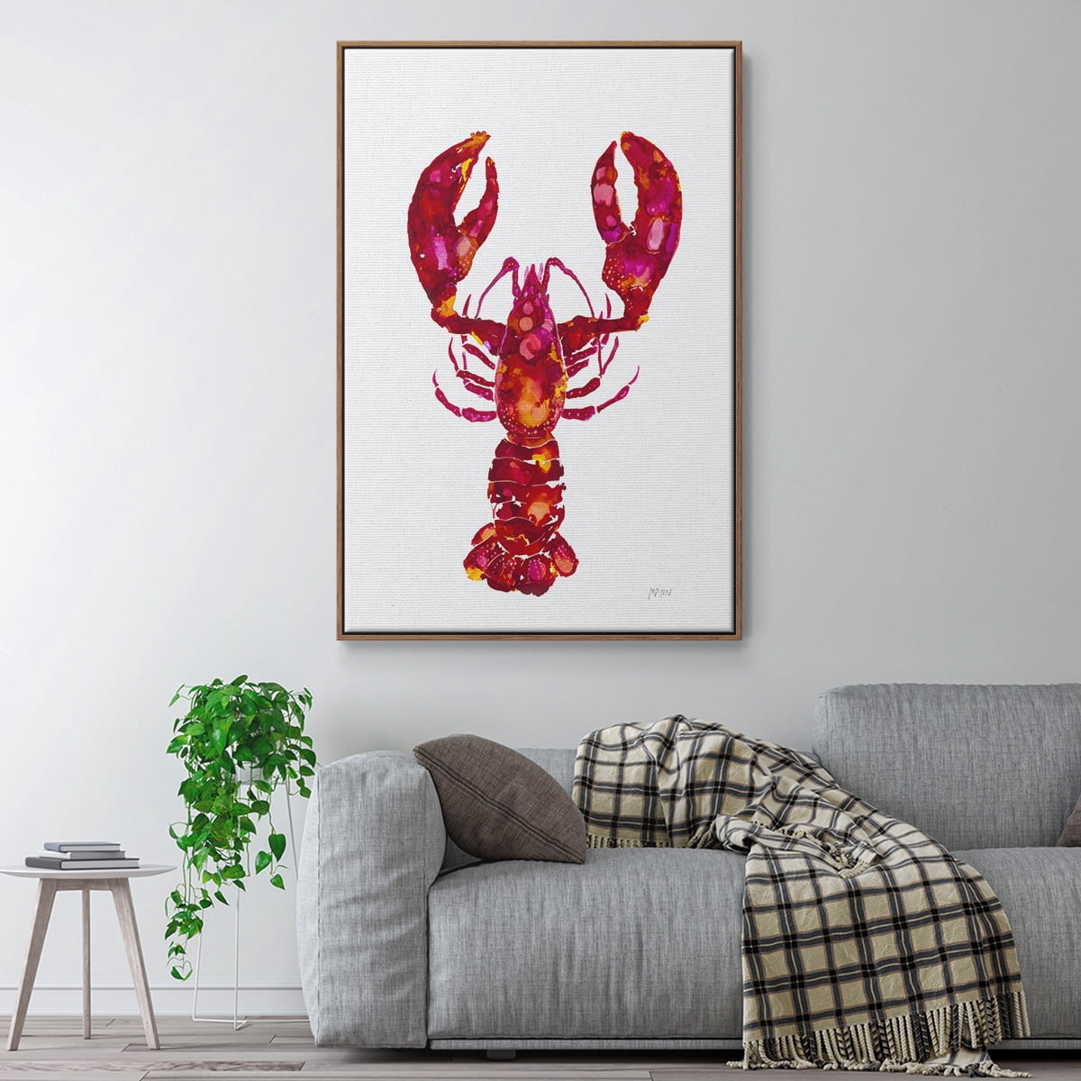 Lobster Framed Premium Gallery Wrapped Canvas - Ready to Hang - 17 x 25 - Walnut Floating Frame