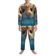 thumbnail image 3 of Fotbe Cute Swimming Guinea Pig Pijama de Hombre con Estampado de Manga Larga, Conjunto de 2 Piezas, Ropa de Dormir Suave y Cómoda con Bolsillos-Large, 3 of 7