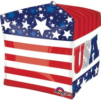 Anagram Patriotic 4th of July USA Cube 15" Foil Balloon, Red White Blue