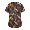 thumbnail image 5 of Hearthz Mardi Gras Scrub Tops for Women Fat Tuesday Carnival Women Shirt V Neck Short Sleeve Nurse Working Uniforms with Pocket S-5XL, 5 of 5