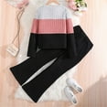 thumbnail image 4 of REDARER Girls Two Piece Outfit Long Sleeve Ribbed Top with Flared Pants Casual Knit Loungewear for Teen Girls Fall Winter Comfort Wear,Size:8-9 Years, 4 of 9