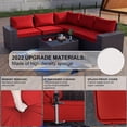 thumbnail image 2 of Gotland 13Pcs Outdoor Patio Sectional Sofa Conversation Furniture Set 43" Table PE Wicker Rattan Red, 2 of 7