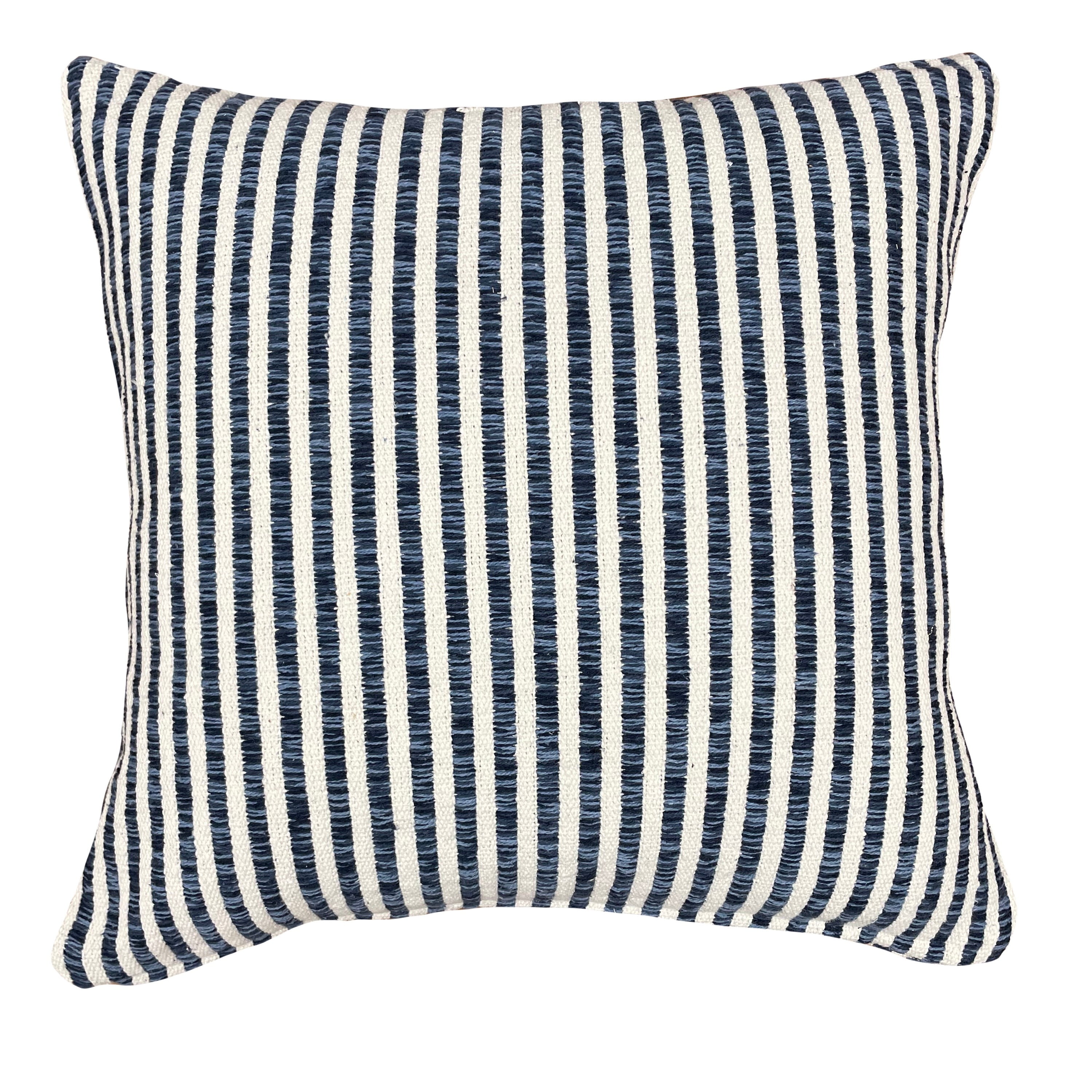 Ox Bay Hampton 22" x 22" Blue/White Striped Cotton Adult Decorative Throw Pillow Cover