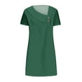 thumbnail image 3 of Hvot&aat Womens Skew V Neck Casual Dress, Short Sleeve Loose A-Line Summer Solid Color Swing Mid-Calf Lenght Dresses, 3 of 4
