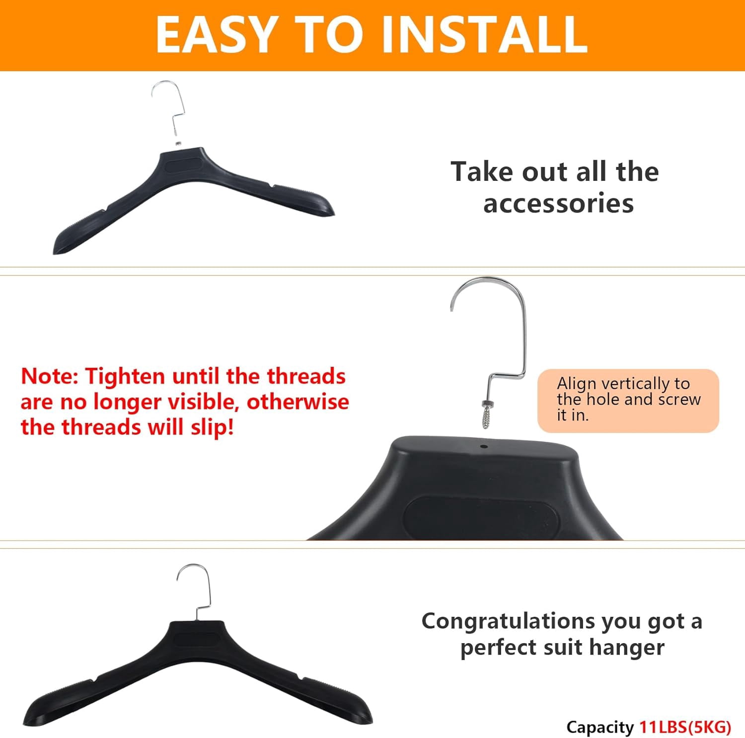Extra Wide Non-Slip Suit Hangers, 20 Pack Thick Plastic Coat Hangers with Metal Hook, Black, 17.7 Inch Width