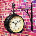 thumbnail image 1 of Retro Antique Double Sided Wall Mounted Clock Metal Frame Bracket Station Clock For Garden Home 5x4inch, 1 of 6