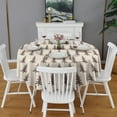 thumbnail image 2 of Brown Christmas Tree Pattern Round Tablecloth 60"x60",Wrinkle Wipeable Table Cloth for Kitchen Dining Room Picnic Patio Party, 2 of 6