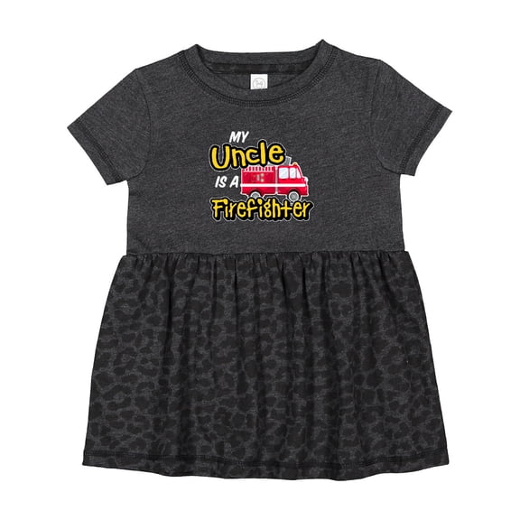 Inktastic My Uncle is a Firefighter with Fire Truck Girls Baby Dress