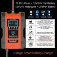thumbnail image 2 of Cargador de batería de coche de 12v, batería de fosfato de hierro y litio, cargador de batería automático para motocicleta, 2 of 5