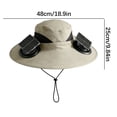 thumbnail image 2 of Solar Powered Fan Hat, Wide Sun Hat 2 USB Solar Charging Fans, Upgraded Outdoor Protection Bucket Hat for Fishing Hiking Gardening Beach, 2 of 6