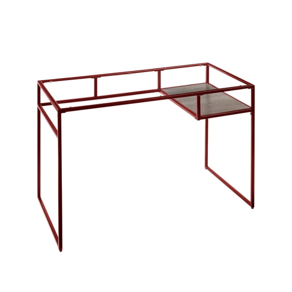 Yasin Glass Top & Red Finish Writing Desk