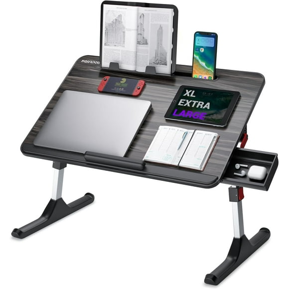 UTAH-Laptop Desk for Bed, Adjustable Foldable Bed Table Lap Desk, Computer Tray Laptop Stand with Book Stand,Wrist Rest, Storage Drawer Foldable Lap Desk for Adults Kids Writing Work Study Couch