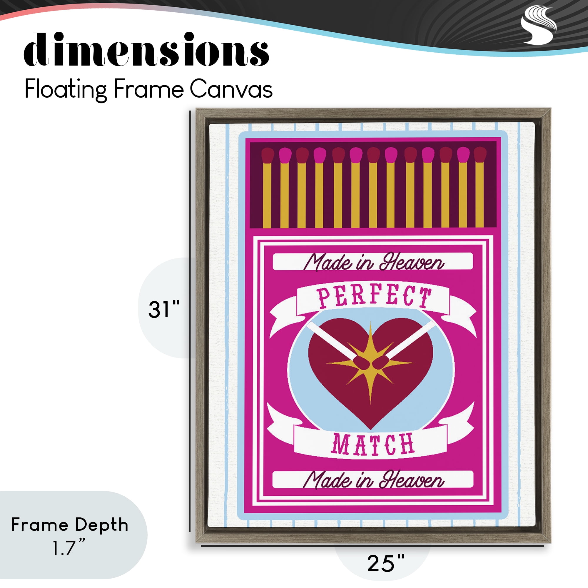 Stupell Industries Perfect Match Made In Heaven Brown Framed Floater Canvas Wall Art, design by Lil' Rue