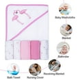 thumbnail image 3 of Softan Baby Hooded Bath Towel and Washcloths, Extra Soft and Ultra Absorbent, 6 Pack for Newborn and Infants, Flamingos, 3 of 6