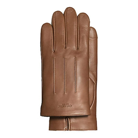 Coach Mens Basic Leather Gloves in Nappa Leather (Dark Saddle, Medium)